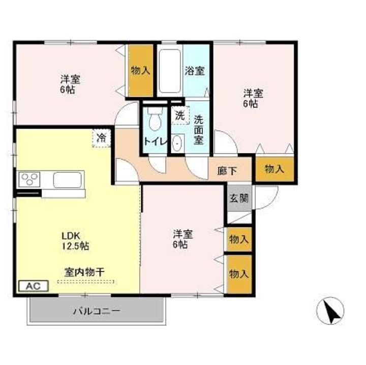 栃木県足利市五十部町(アパート)の賃貸物件の間取り