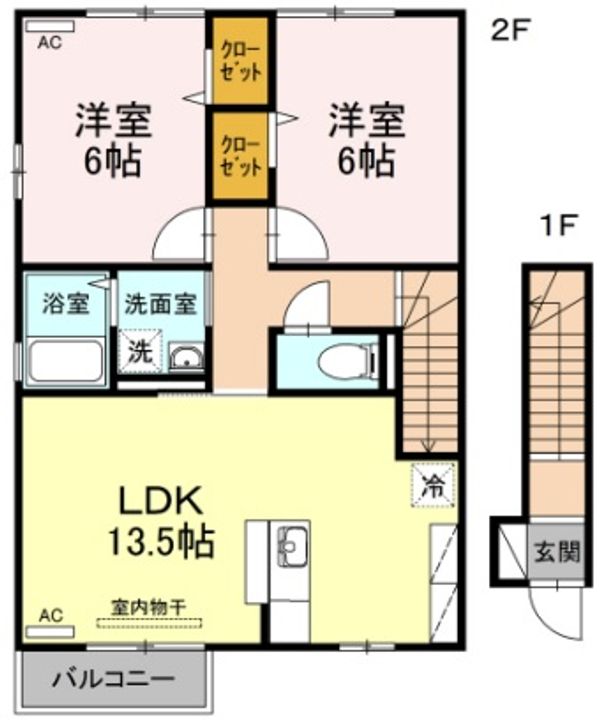 徳島県阿南市福村町南筋(アパート)の賃貸物件の間取り