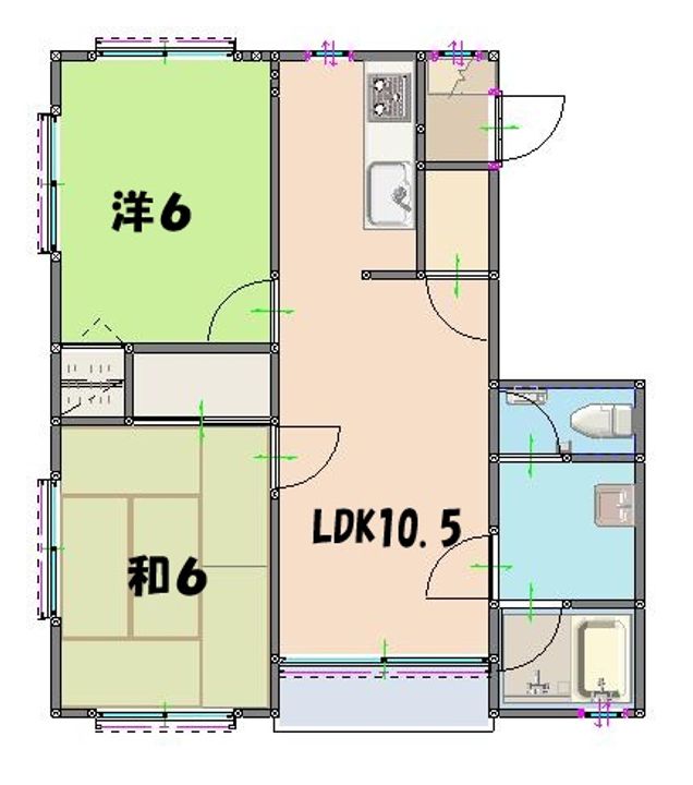ハーモニーハイツB棟の間取り