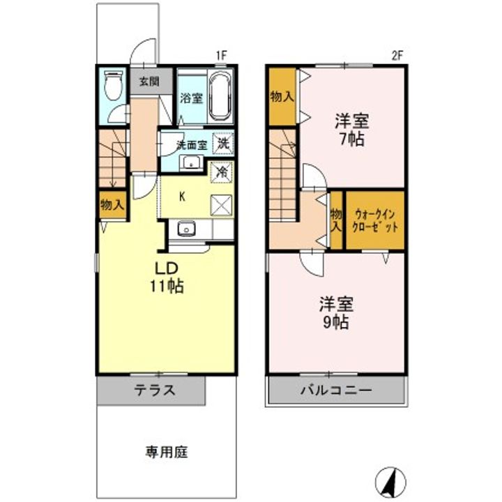 埼玉県吉川市中央2(アパート)の賃貸物件の間取り