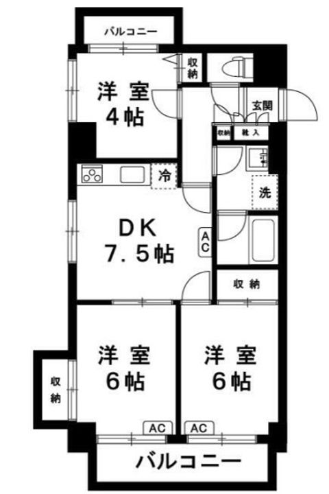 東京都豊島区高松2(マンション)の賃貸物件の間取り