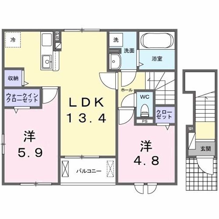 群馬県伊勢崎市茂呂町2(アパート)の賃貸物件の間取り