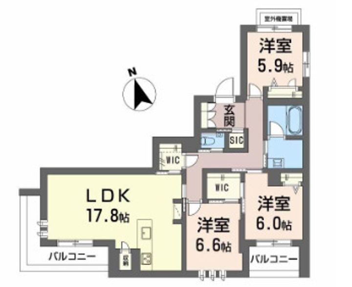 熊本県熊本市東区健軍3(マンション)の賃貸物件の間取り