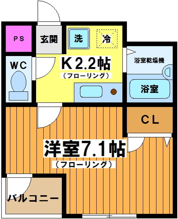 東京都渋谷区幡ヶ谷2(マンション)の賃貸物件の間取り