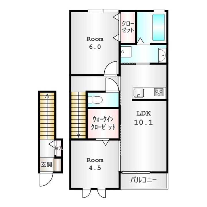 群馬県高崎市東貝沢町2(アパート)の賃貸物件の間取り