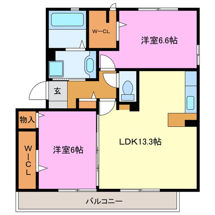 静岡県浜松市中央区高丘西3(アパート)の賃貸物件の間取り