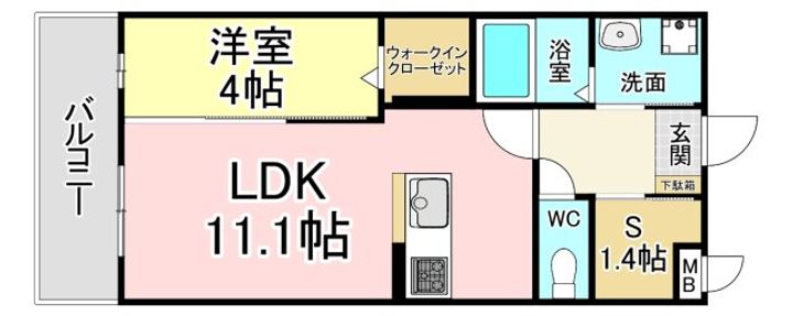 福岡県北九州市八幡東区日の出1(マンション)の賃貸物件の間取り