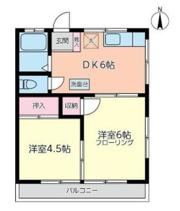 神奈川県横浜市緑区いぶき野(アパート)の賃貸物件の間取り