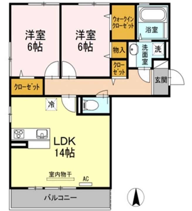 岡山県倉敷市笹沖(アパート)の賃貸物件の間取り