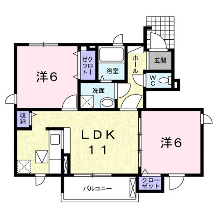 広島県福山市東深津町1(アパート)の賃貸物件の間取り