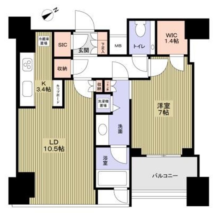 東京都港区三田1(マンション)の賃貸物件の間取り
