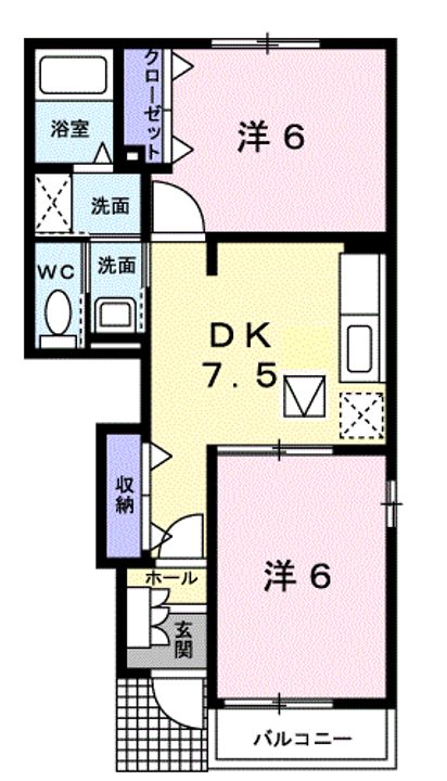 広島県呉市安浦町内海北2(アパート)の賃貸物件の間取り
