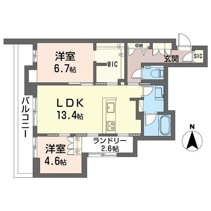 神奈川県川崎市中原区木月住吉町(マンション)の賃貸物件の間取り