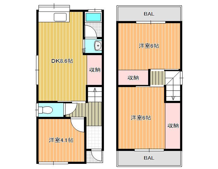 大阪府柏原市国分市場2(一戸建)の賃貸物件の間取り