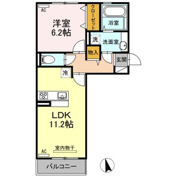 山口県宇部市大字妻崎開作妻崎(アパート)の賃貸物件の間取り