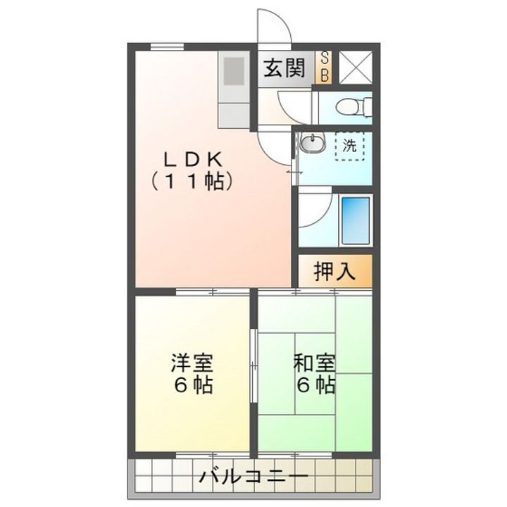 第三宮脇笹川ハイツBの間取り