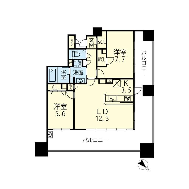 D クラディア水前寺レイガ 404号の間取り