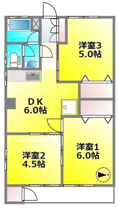 東京都小金井市梶野町3(マンション)の賃貸物件の間取り