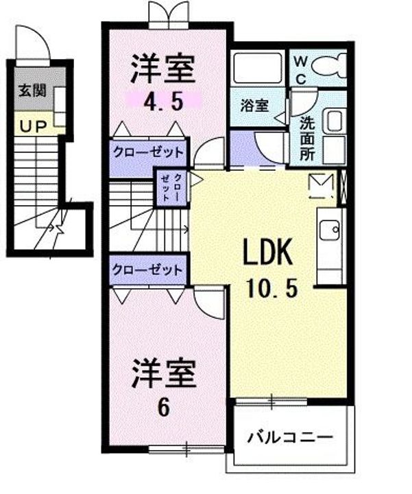 福島県福島市町庭坂字杉ノ下(アパート)の賃貸物件の間取り