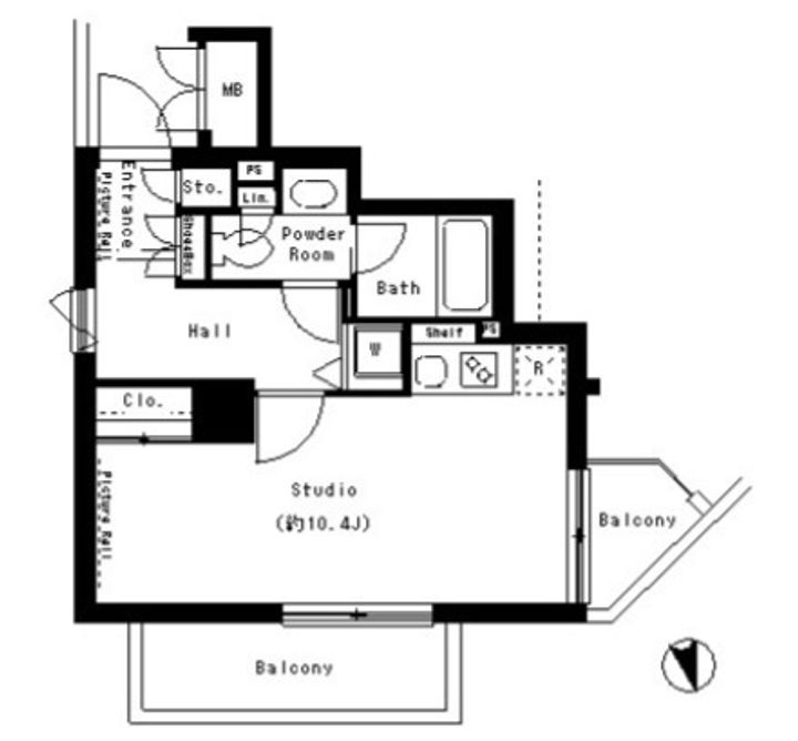東京都台東区台東2(マンション)の賃貸物件の間取り