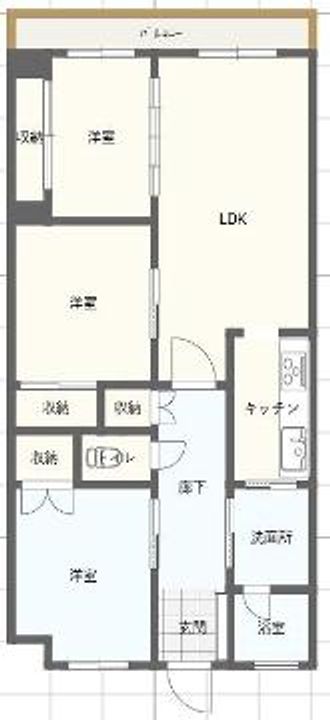 鳥取県倉吉市大正町(マンション)の賃貸物件の間取り