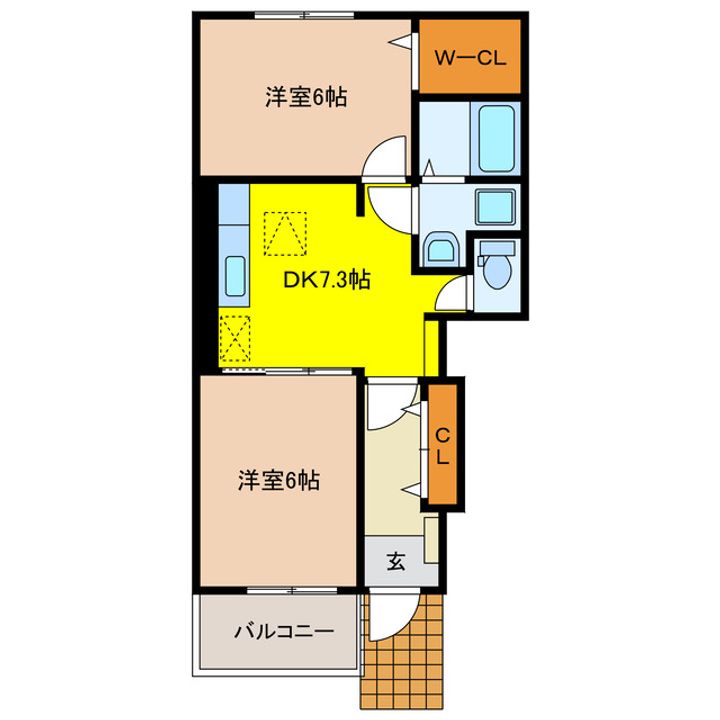 岐阜県大垣市大井2(アパート)の賃貸物件の間取り