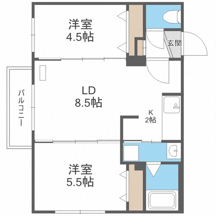 北海道札幌市中央区南八条西16(マンション)の賃貸物件の間取り
