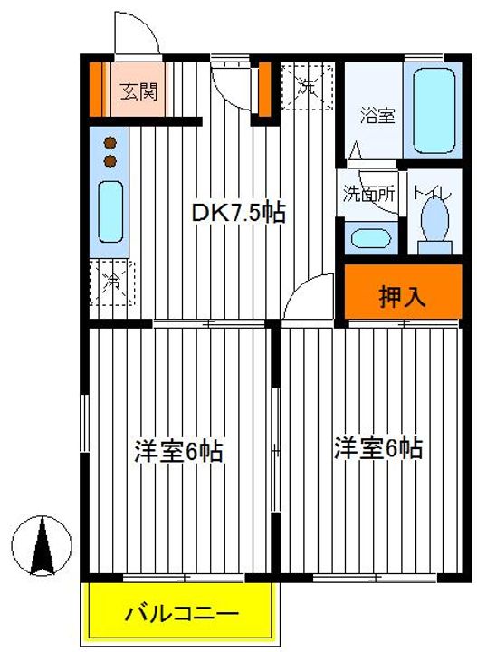 東京都立川市栄町5(アパート)の賃貸物件の間取り