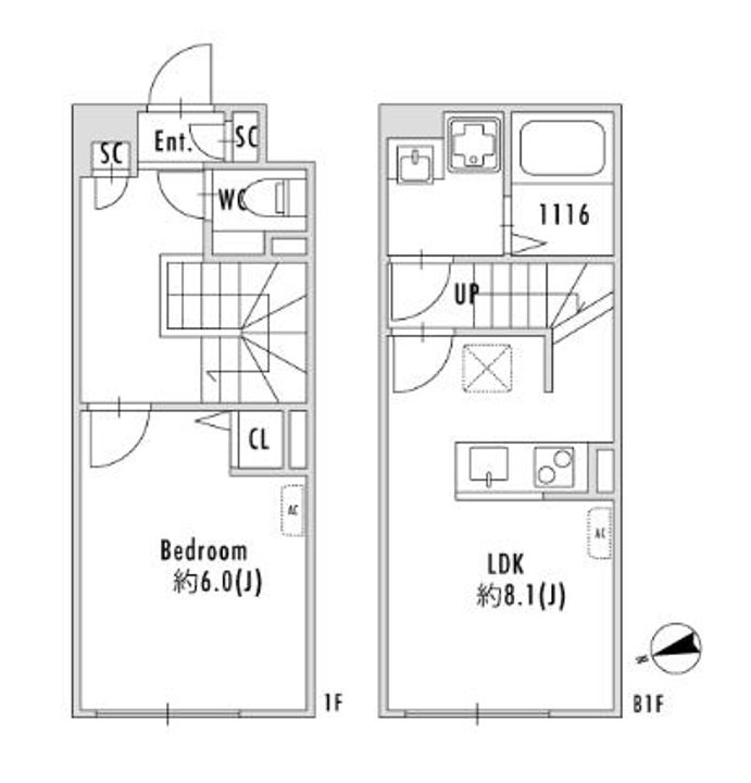 東京都世田谷区代沢3(マンション)の賃貸物件の間取り