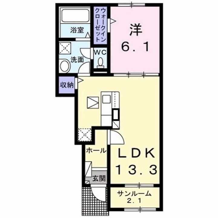 福岡県行橋市南大橋4(アパート)の賃貸物件の間取り