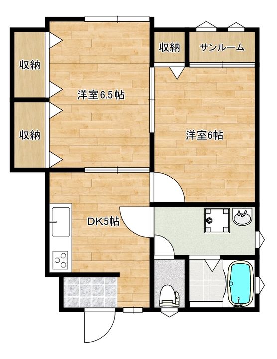 川西町小松アパート102の間取り