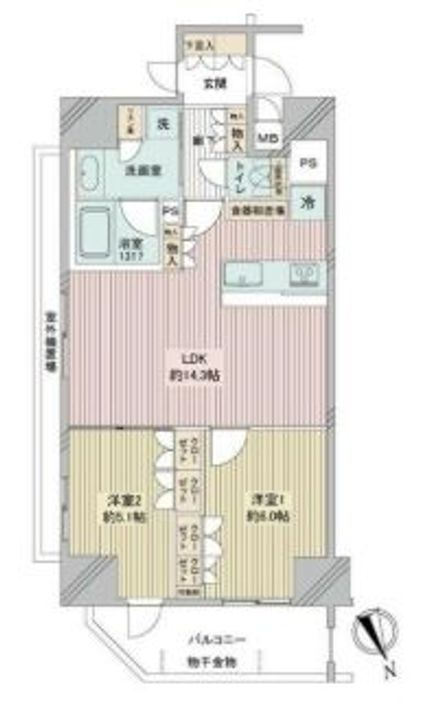 東京都台東区浅草1(マンション)の賃貸物件の間取り