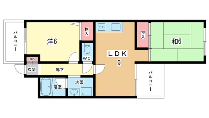 大阪府豊中市服部西町3の賃貸マンションの間取り