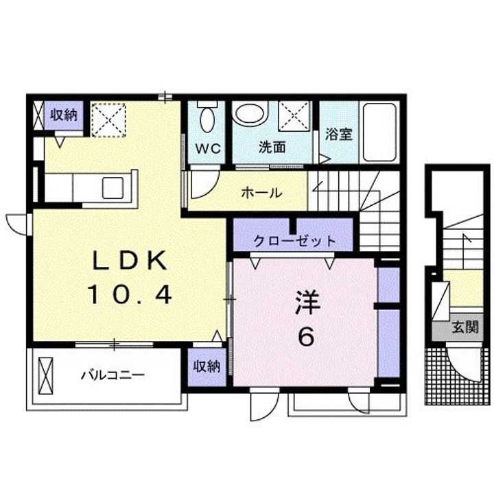 福島県いわき市渡辺町洞字田中島(アパート)の賃貸物件の間取り