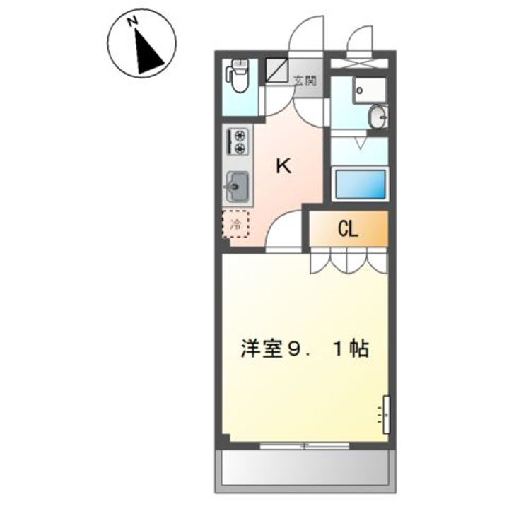 広島県福山市曙町4(アパート)の賃貸物件の間取り