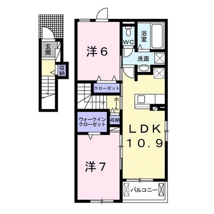 広島県福山市神辺町字徳田(アパート)の賃貸物件の間取り