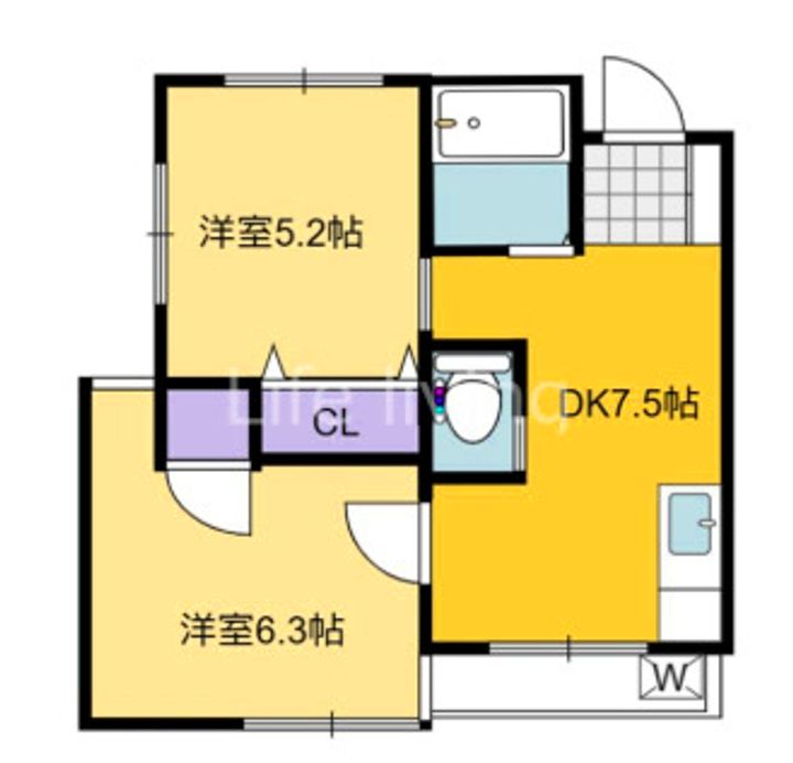 徳島県板野郡藍住町勝瑞字東勝地(アパート)の賃貸物件の間取り