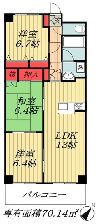 千葉県浦安市北栄3(マンション)の賃貸物件の間取り