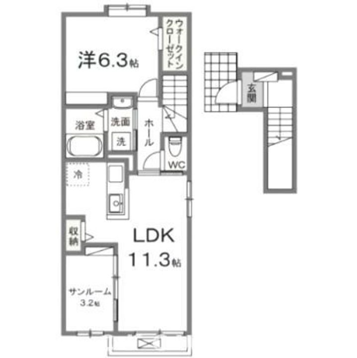群馬県高崎市倉賀野町(アパート)の賃貸物件の間取り