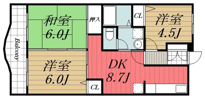 千葉県千葉市稲毛区稲毛東5(マンション)の賃貸物件の間取り
