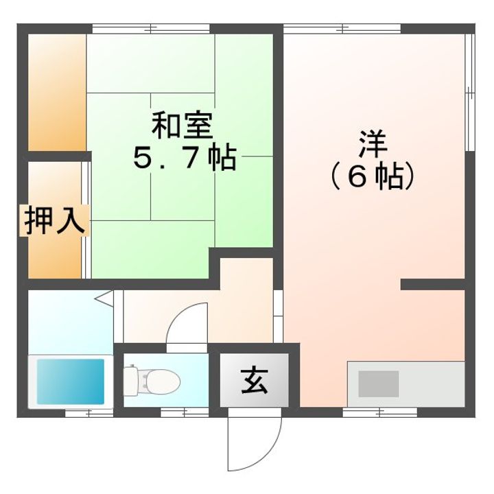 全室から大平山が望める見晴らし良好な、コーポアイプラザの間取り