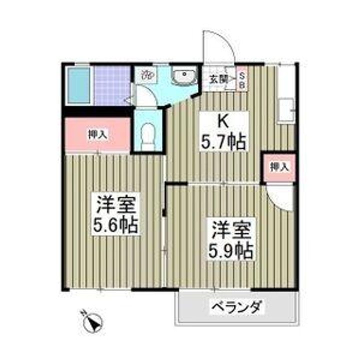 南赤塚中の内ハイツの間取り