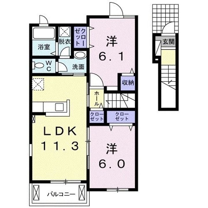 広島県三次市十日市南2(アパート)の賃貸物件の間取り