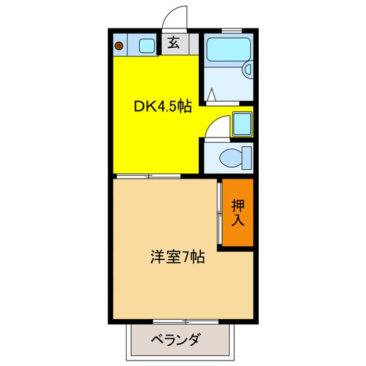 岐阜県岐阜市蔵前4(アパート)の賃貸物件の間取り