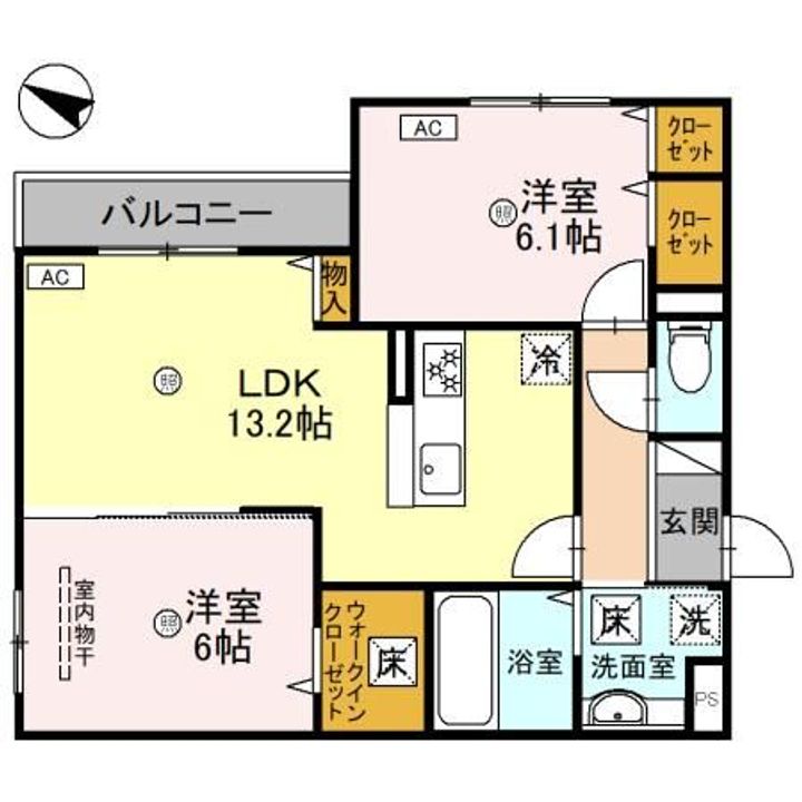 大阪府堺市西区上野芝向ヶ丘町2(アパート)の賃貸物件の間取り