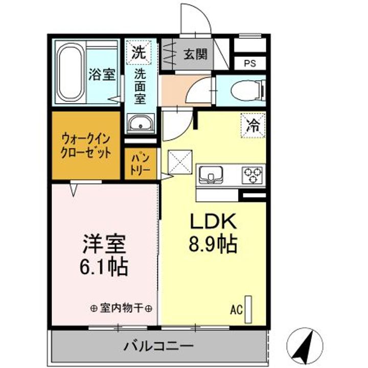 福島県郡山市大槻町字原田(アパート)の賃貸物件の間取り