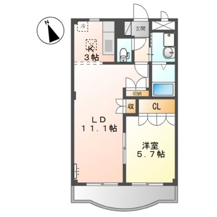 広島県福山市東川口町3(アパート)の賃貸物件の間取り