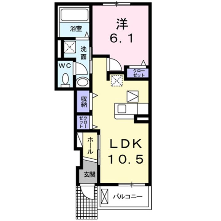 千葉県鎌ヶ谷市くぬぎ山2(アパート)の賃貸物件の間取り