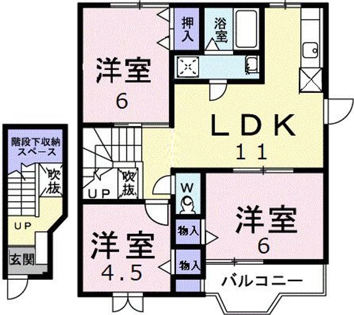 群馬県高崎市下中居町(アパート)の賃貸物件の間取り