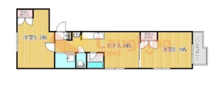 福岡県久留米市中央町(マンション)の賃貸物件の間取り
